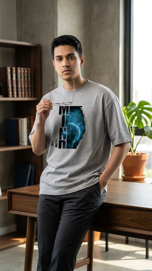 "Mind Over Matter" Cosmic Neural Unisex Oversized T-Shirt