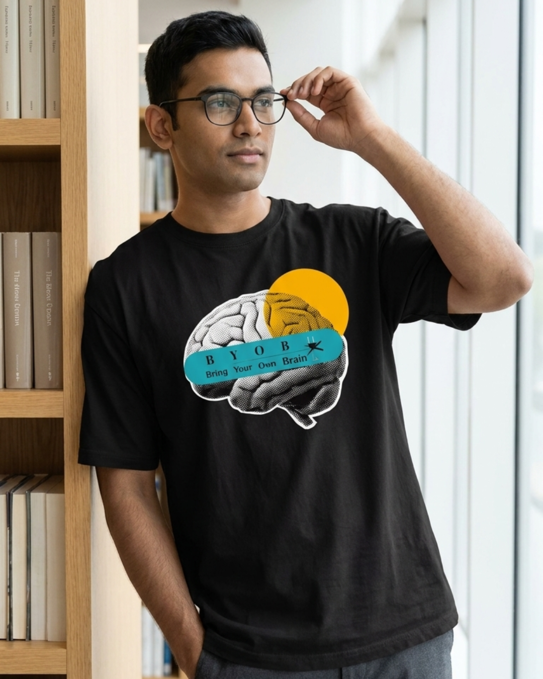 BYOB Minimalist Graphic T-Shirt - Unisex Oversized Carefree Corporate Edition