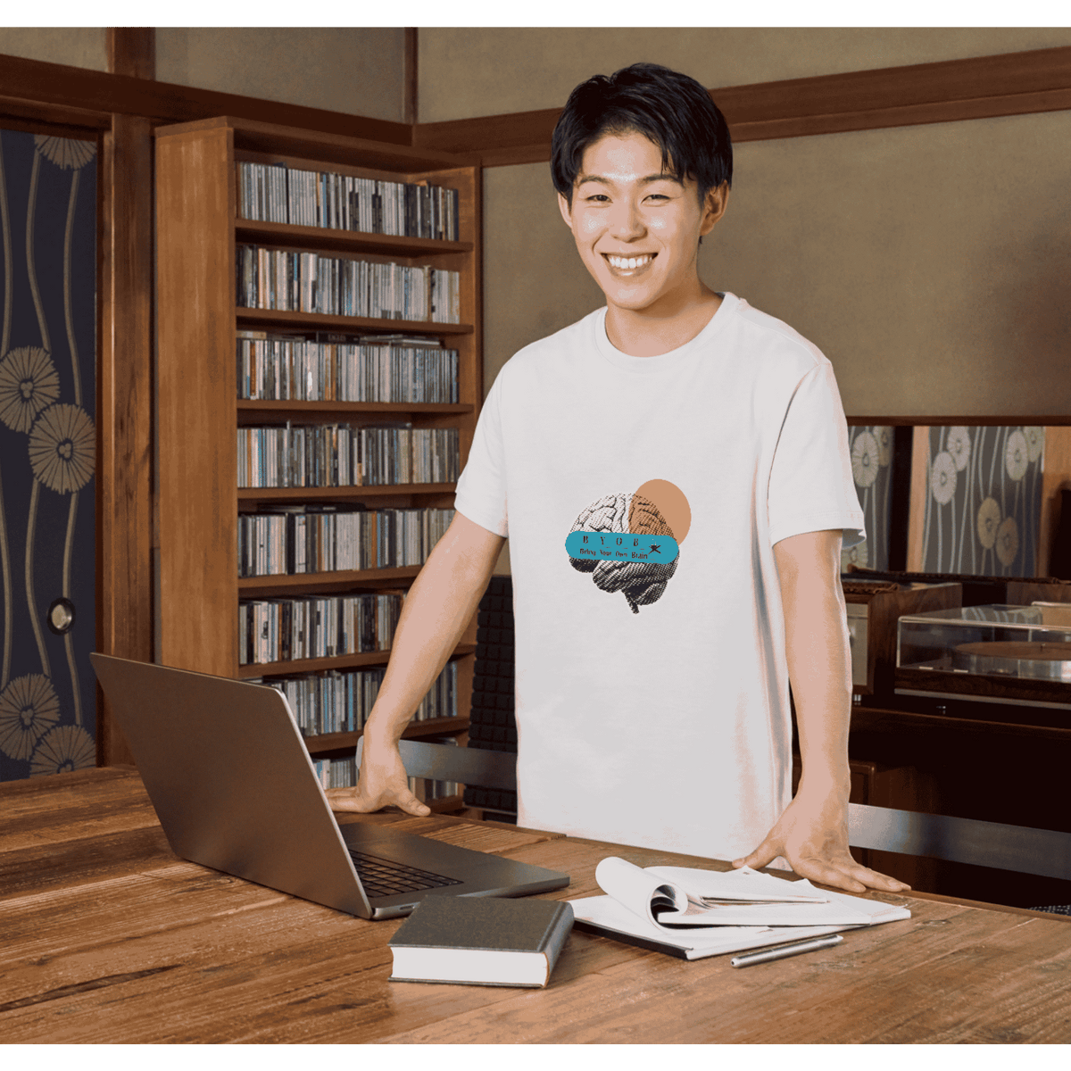 BYOB Minimalist Graphic T-Shirt - Unisex Oversized Carefree Corporate Edition
