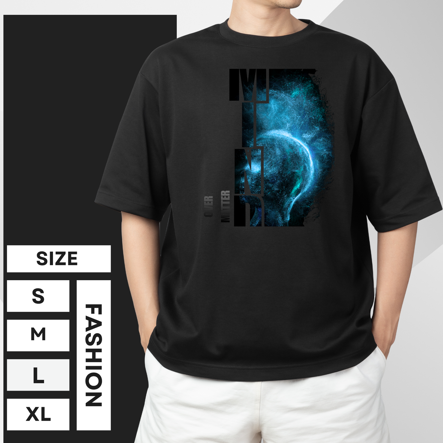 "Mind Over Matter" Cosmic Neural Unisex Oversized T-Shirt