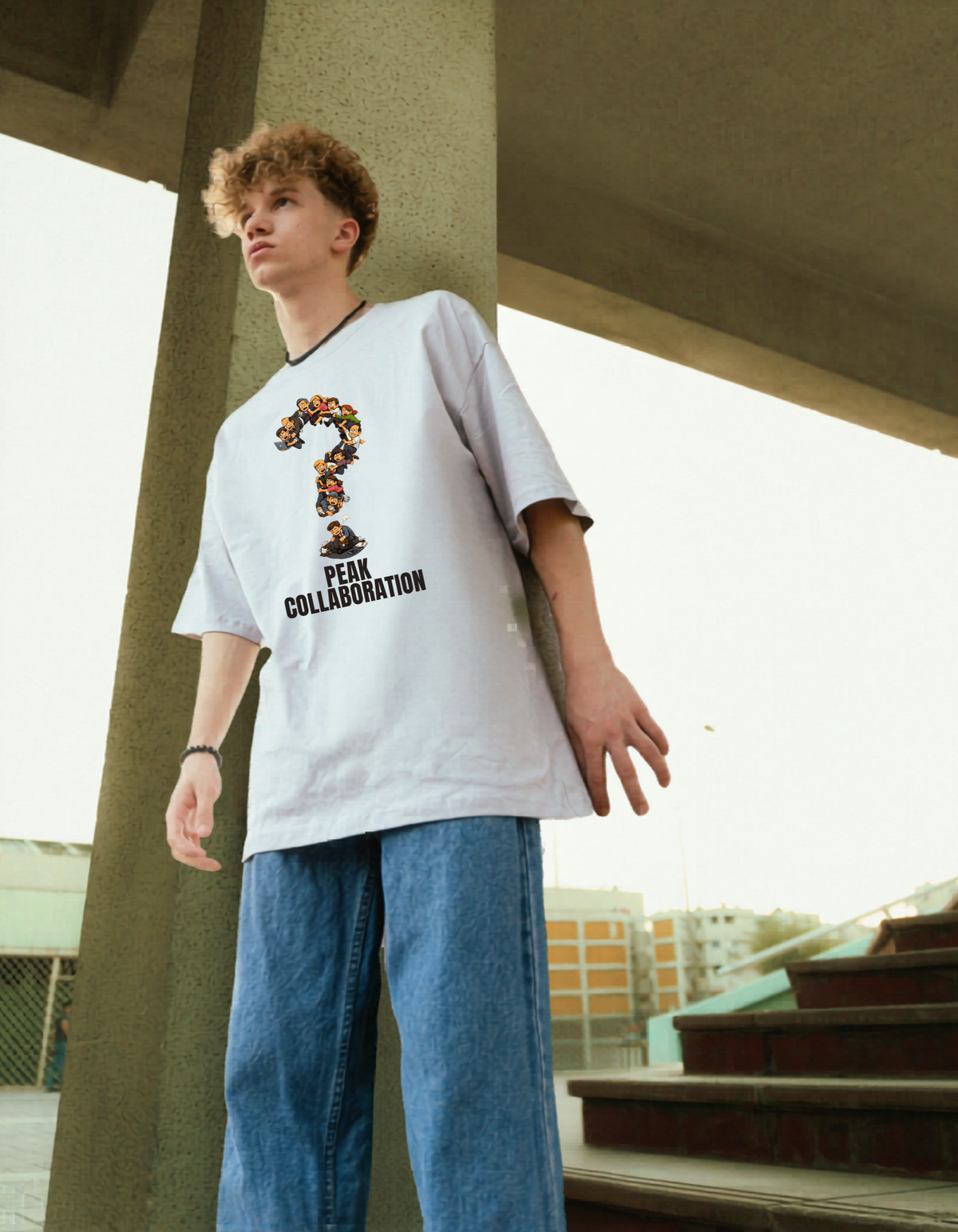 PEAK COLLAB Corporate Satire Oversized Graphic T-Shirt - Light edition