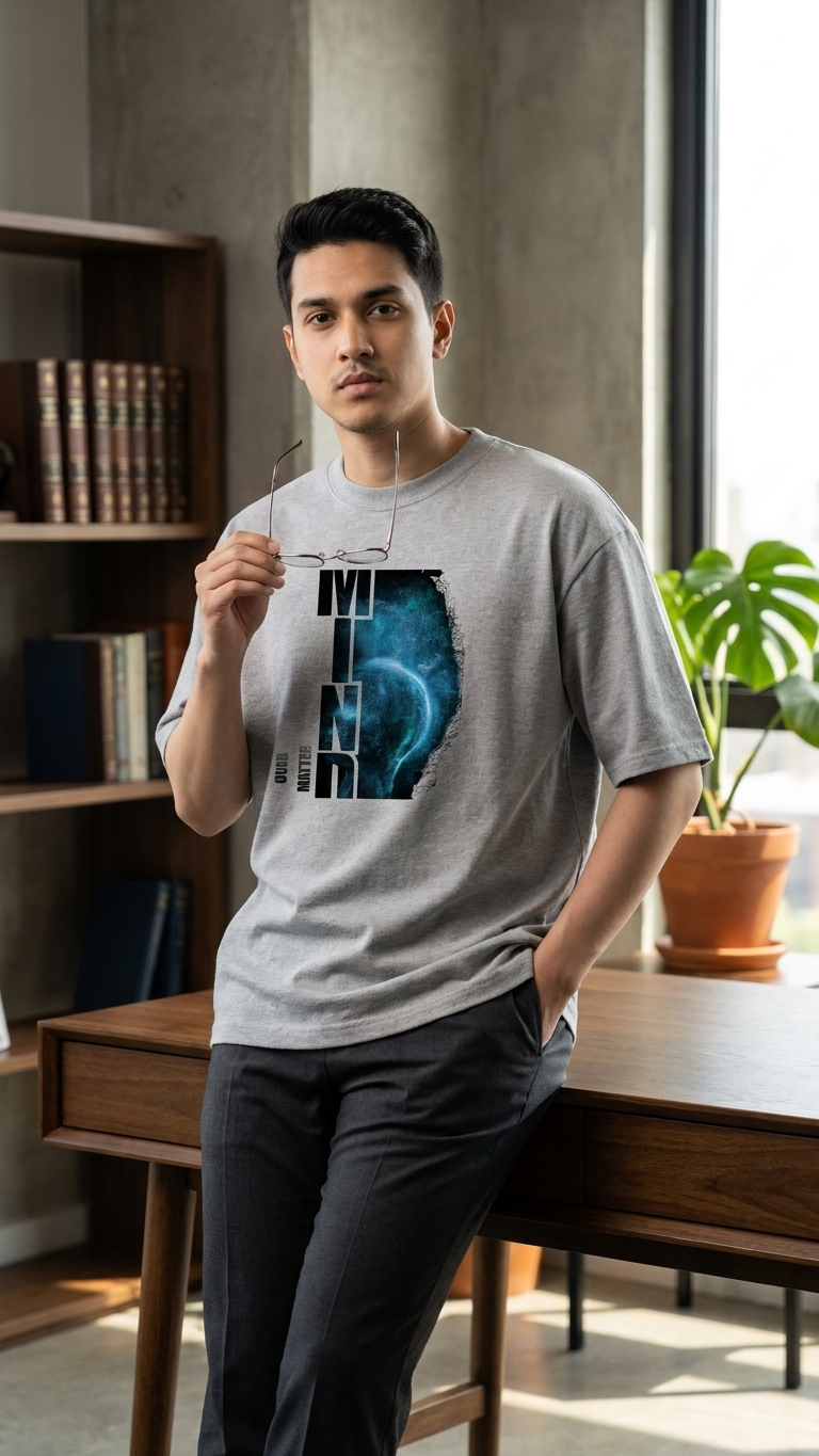 "Mind Over Matter" Cosmic Neural Unisex Oversized T-Shirt