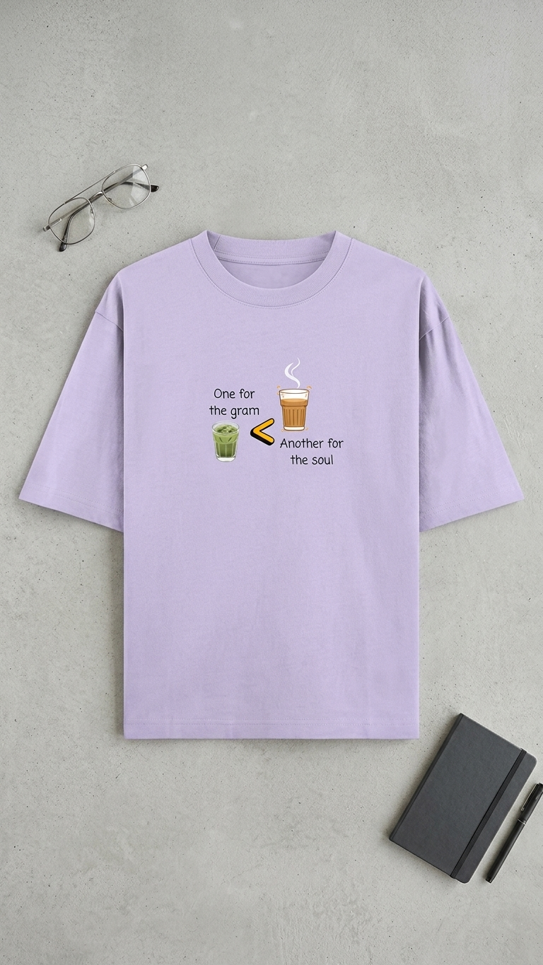 Matcha < Tea Dark text Graphic Tee | Hit Reset - Light unisex Oversized Classic T-Shirt